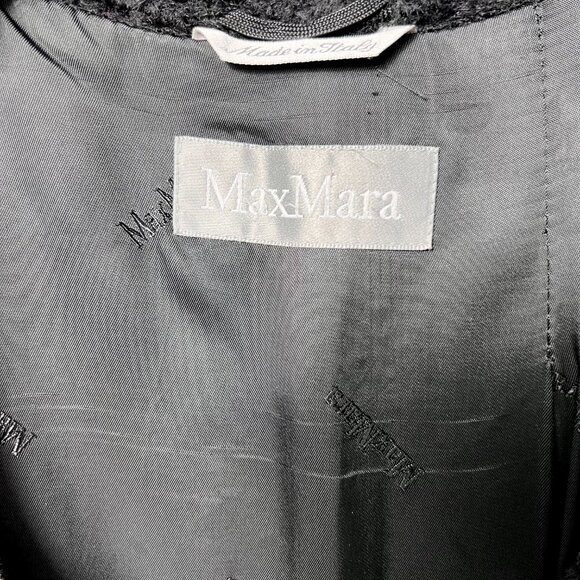 MAX MARA Teddy Bear Coat in Black Alpaca and Virgin wool 16 Made in Italy - Picture 6 of 10